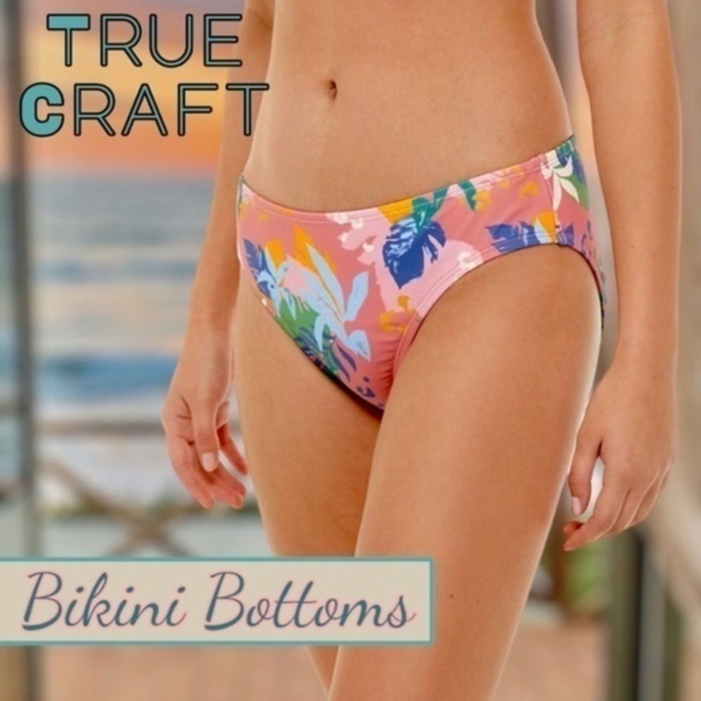 TRUE CRAFT Jungle Print Ruched-Back Hipster Swim Bottoms NWT/Lg